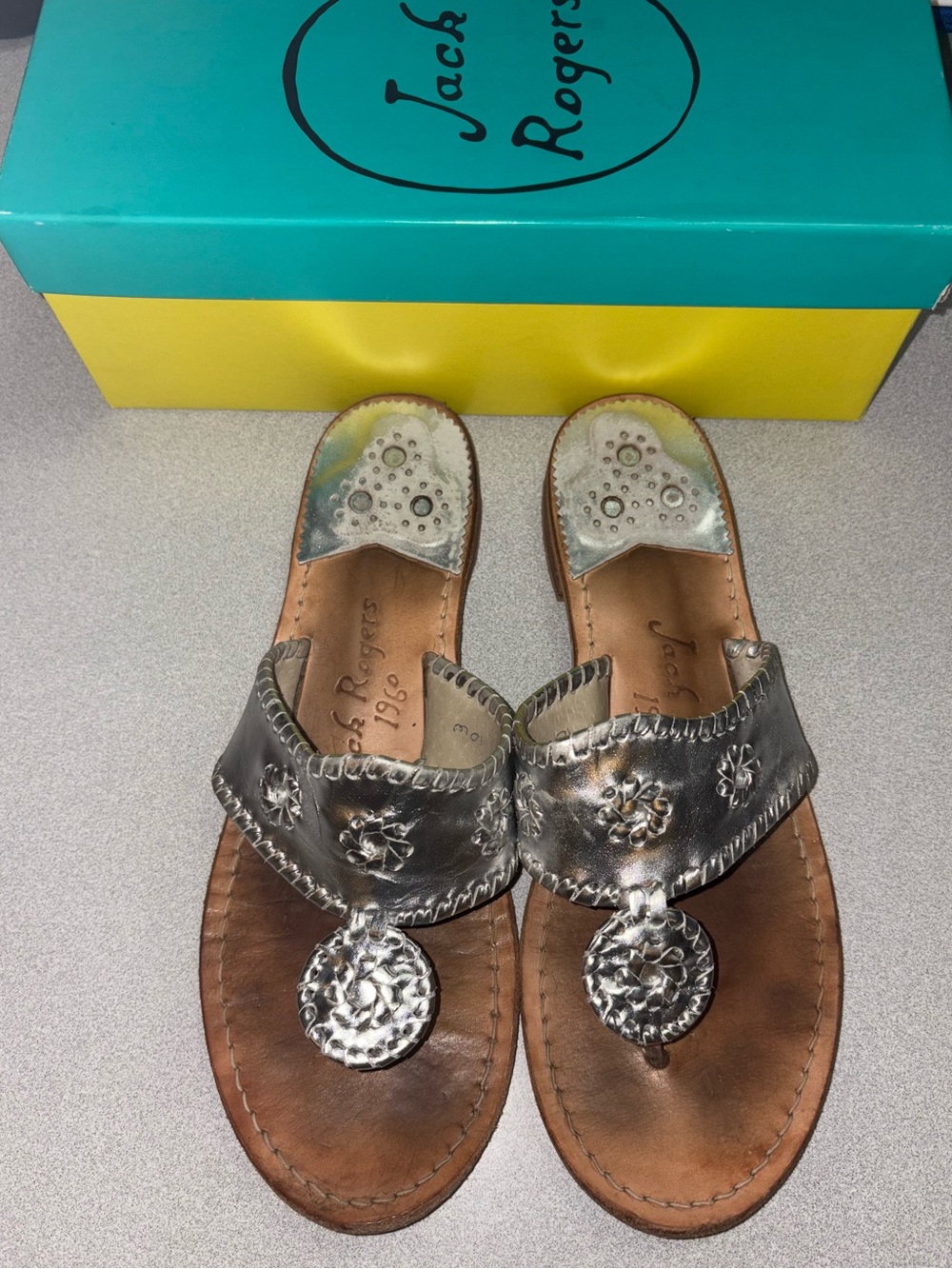 Jack Rogers Silver Hampton Flat Wide